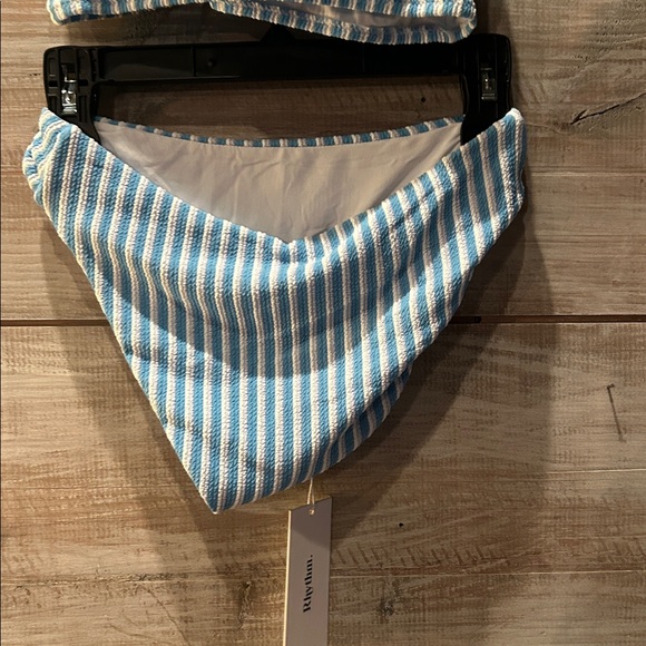 NWT Free people Rhythm Blue and White Striped ribbed bikini set - Picture 6 of 14